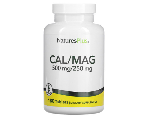 Кальций и магний, Cal/Mag, Nature's Plus, 500/250 мг, 180 таблеток