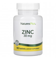 Цинк, Zinc, NaturesPlus, 30 мг, 90 таблеток