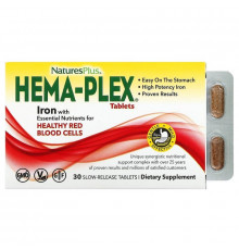 Комплекс витаминов и минералов, Hema-Plex, Nature's Plus, 30 таблеток с медленным высвобождением