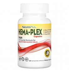 Комплекс витаминов и минералов, Hema-Plex, Nature's Plus, 60 быстродействующих вегетарианских капсул