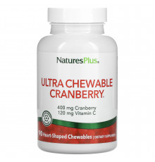 Клюква с витамином C, Cranberry With Vitamin C, Nature's Plus, клюква и клубника, 90 жевательных таблеток
