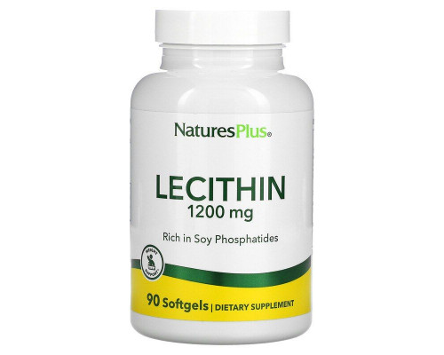 Лецитин, Lecithin, Nature's Plus, 1200 мг, 90 капсул