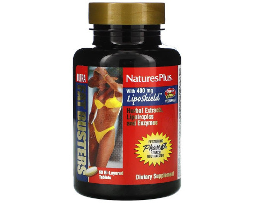 Жиросжигатель, Ultra Fat Busters, Nature's Plus, 60 двухслойных таблеток