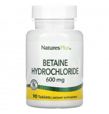 Бетаина гидрохлорид, Betaine Hydrochloride, Nature's Plus, 600 мг, 90 таблеток