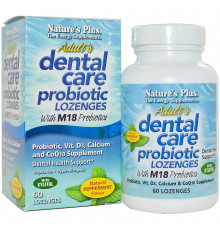 Гигиена полости рта с пробиотиком, Dental Care, Nature's Plus, для взрослых, мятный вкус, 60 леденцов