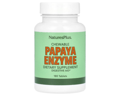 Фермент папайи, Papaya Enzyme, Nature's Plus, 180 жевательных таблеток