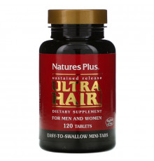 Комплекс для волос с замедленным высвобождением, Ultra Hair, Nature's Plus, для мужчин и женщин, 120 таблеток