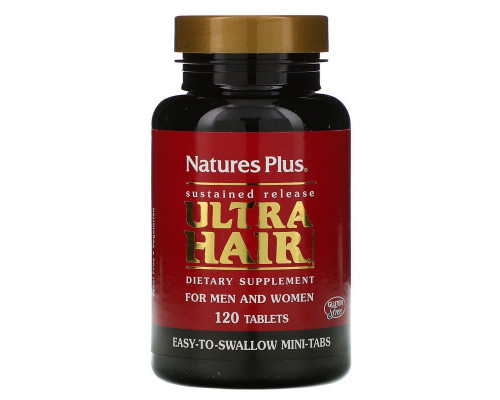 Комплекс для волос с замедленным высвобождением, Ultra Hair, Nature's Plus, для мужчин и женщин, 120 таблеток