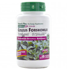 Форсколин, Coleus Forskohlii, Nature's Plus, Herbal Actives, 125 мг, 60 капсул