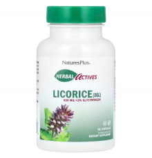 Корень солодки, Licorice (DGL) Nature's Plus, Herbal Actives, 500 мг, 60 капсул