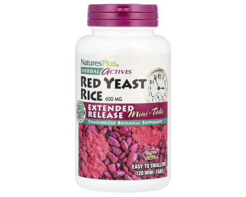 Красный дрожжевой рис, Red Yeast Rice, Nature's Plus, Herbal Actives, 600 мг, 120 таблеток