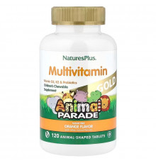 Витамины для детей, Children's Chewable Multivitamin, Nature's Plus, Animal Parade, вкус апельсина, 120 жевательных таблеток в форме животных