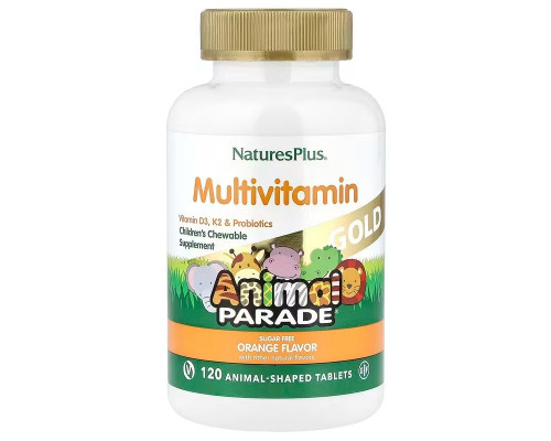 Витамины для детей, Children's Chewable Multivitamin, Nature's Plus, Animal Parade, вкус апельсина, 120 жевательных таблеток в форме животных