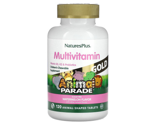 Витамины для детей, Chewable Multi-Vitamin, Nature's Plus, Animal Parade, вкус арбуза, 120 таблеток в форме животных