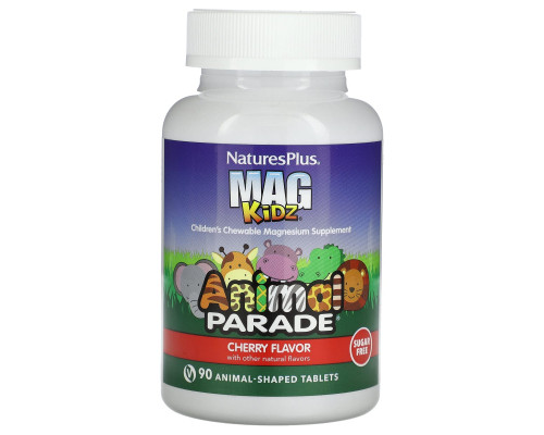 Магний для детей, Children's Magnesium, Nature's Plus, Animal Parade, вкус вишни, 90 жевательных конфет в форме животных
