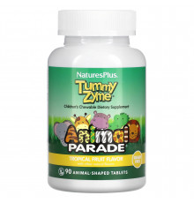 Ферменты с пробиотиками Tummy Zyme, Enzymes & Probiotics, Nature's Plus, Animal Parade, для детей, вкус тропических фруктов, 90 таблеток в форме животных