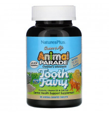 Пробиотики, Tooth Fairy Probiotic, Nature's Plus, Animal Parade, для детей, витамин D3 и кальций, вкус ванили, 90 таблеток в форме животных