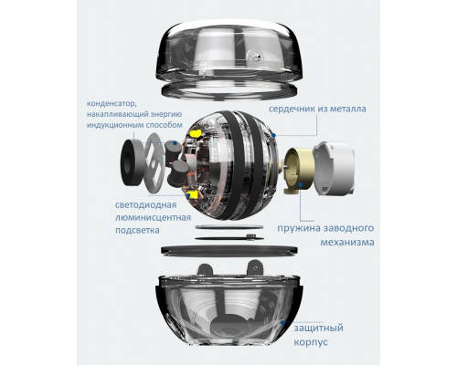 Гіроскопічний тренажер Booster Gyro Ball з LED-підсвіткою для тренування кисті, зап’ястя та передпліччя