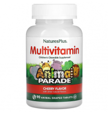 Мультивитамины и минералы для детей, Multi-Vitamin & Mineral, Nature's Plus, Source of Life, вишня, 90 таблеток в форме животных