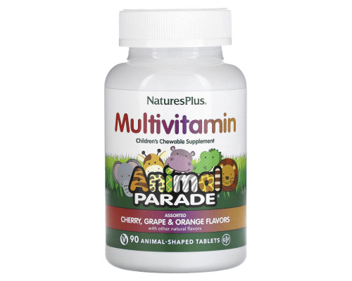 Мультивитамины и минералы для детей, Multi-Vitamin & Mineral Supplement, Nature's Plus, с разными вкусами, 90 таблеток в форме животных