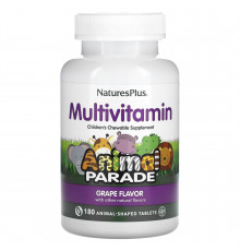 Витамины для детей, Multi-Vitamin and Mineral, Nature's Plus, Animal Parade, вкус винограда, 180 животных
