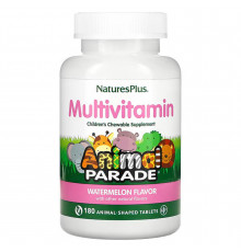 Витамины для детей, Multi-Vitamin and Mineral, Nature's Plus, Animal Parade, вкус арбуза, 180 жевательных конфет в форме животных