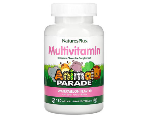 Витамины для детей, Multi-Vitamin and Mineral, Nature's Plus, Animal Parade, вкус арбуза, 180 жевательных конфет в форме животных