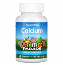 Жевательный кальций для детей, Chewable Calcium, Nature's Plus, Animal Parade, вкус ванили, 90 таблеток