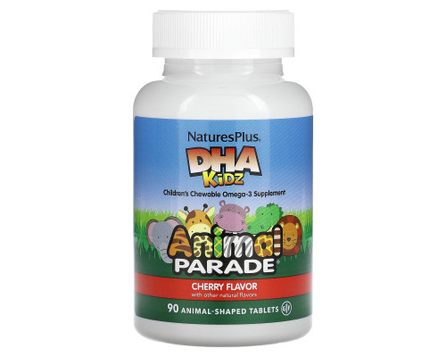 Рыбий жир для детей, DHA for Kids, Nature's Plus, Animal Parade, вишневый вкус, 90 жевательных конфет