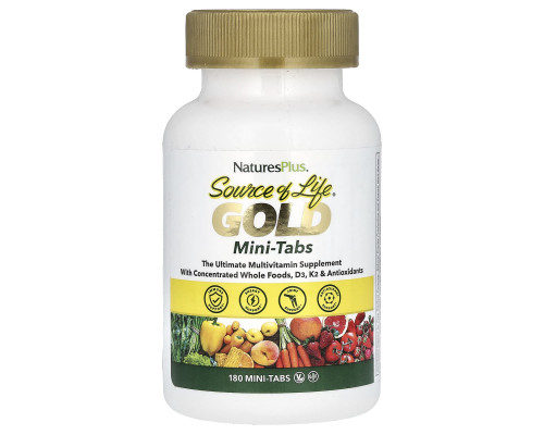 Мультивитамины, Gold, The Ultimate Multivitamin Supplement, Source of Life, NaturesPlus, 180 мини-таблеток