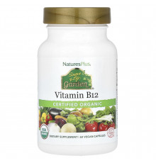 Витамин В-12, Vitamin B12, Nature's Plus, Source of Life Garden, органик, 60 веганских капсул