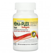 Витаминно-минеральный комплекс, Hema-Plex, Nature's Plus, 60 быстродействующих гелевых капсул