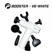 Масажний пістолет Booster V6 White, перкусійний масажер для тіла та м’язів