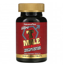 Повышение тестостерона для мужчин. Ultra T-Male, Testosterone Boost for Men, Nature's Plus, максимальная сила, 60 двухслойных таблеток