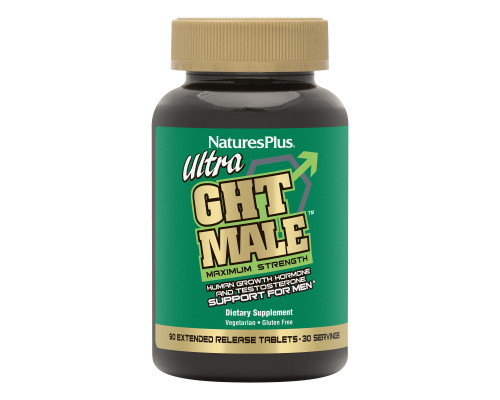 Поддержка гормона роста человека и тестостерона для мужчина, Ultra GHT Male, Nature's Plus, 90 таблеток пролонгированного действия