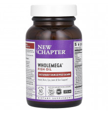 Жир аляскинского лосося, Wholemega Fish Oil, New Chapter, 60 гелевых капсул