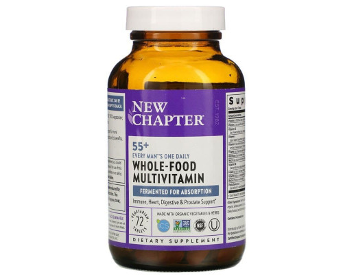 Мультивитаминный комплекс для мужчин 55+, Every Man's One Daily 55+ Multivitamin, New Chapter, 1 в день, 72 вегетарианские таблетки