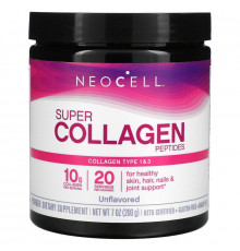 Коллагеновые пептиды, супер, Collagen Peptides, Neocell, без ароматизаторов, тип 1 и 3, 200 г