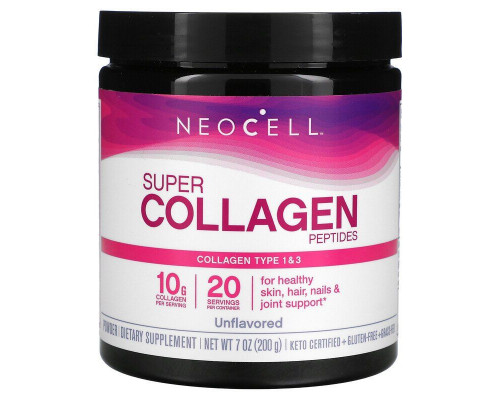 Коллагеновые пептиды, супер, Collagen Peptides, Neocell, без ароматизаторов, тип 1 и 3, 200 г