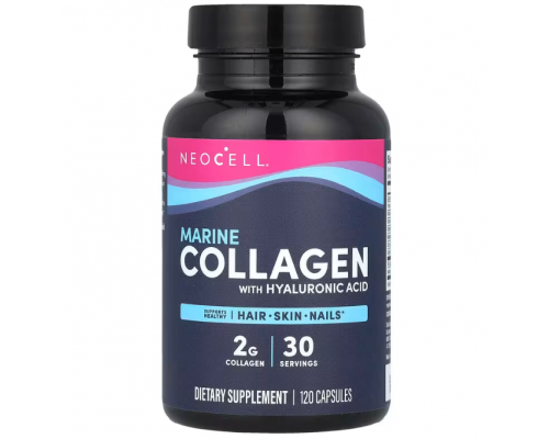 Морской коллаген и гиалуроновая кислота, Marine Collagen, Neocell, 120 капсул
