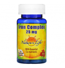 Витаминно-минеральный комплекс с железом, Iron Complex, Nature's Life, 25 мг, 50 вегетарианских капсул
