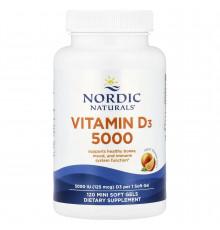 Витамин D3, Vitamin D3, Nordic Naturals, апельсин, 125 мкг (5000 МЕ), 120 мини гелевых капсул