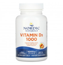Витамин D3 (апельсин), Vitamin D3, Nordic Naturals, 1000 МЕ, 120 гелевых капсул