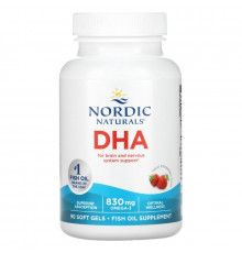 Рыбий жир экстра (клубника), DHA, Nordic Naturals, 415 мг, 90 капсул