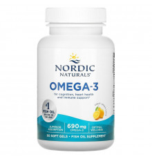 Очищенный рыбий жир (лимон), Omega-3, Nordic Naturals, 690 мг, 60 капсул