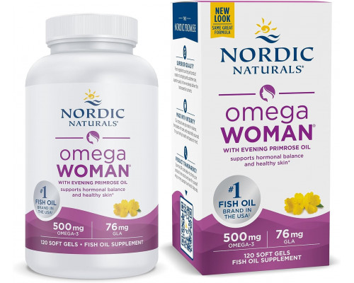 Омега-3 + вечерняя примула для женщин (лимон), Omega With Evening Primrose, Nordic Naturals, 830 мг, 120 капсул