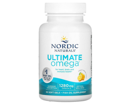 Омега-3 очищенный (лимон), Ultimate Omega, Nordic Naturals, 1280 мг, 60 капсул