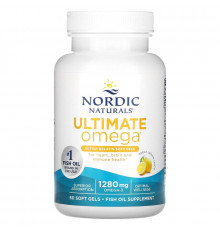 Омега-3, Ultimate Omega, Nordic Naturals, вкус лимона, 640 мг, 60 гелевых капсул
