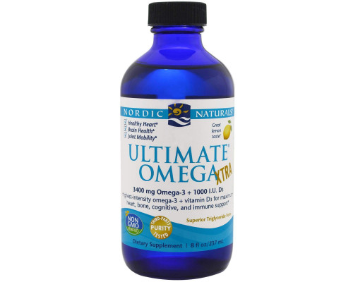Омега экстра, Omega Xtra, Nordic Naturals, лимонный вкус,  237 мл.