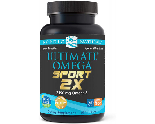 Омега 2X спорт, Ultimate Omega 2X Sport, Nordic Naturals, 2150 мг, 60 капсул